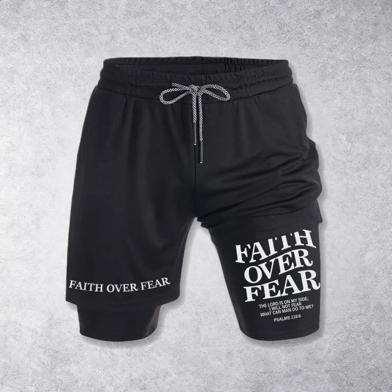 Christianartworkshop Faith Over Fear Matching Dual Print Psalm 118:6 Verse Drawstring Faith Shorts - image 10