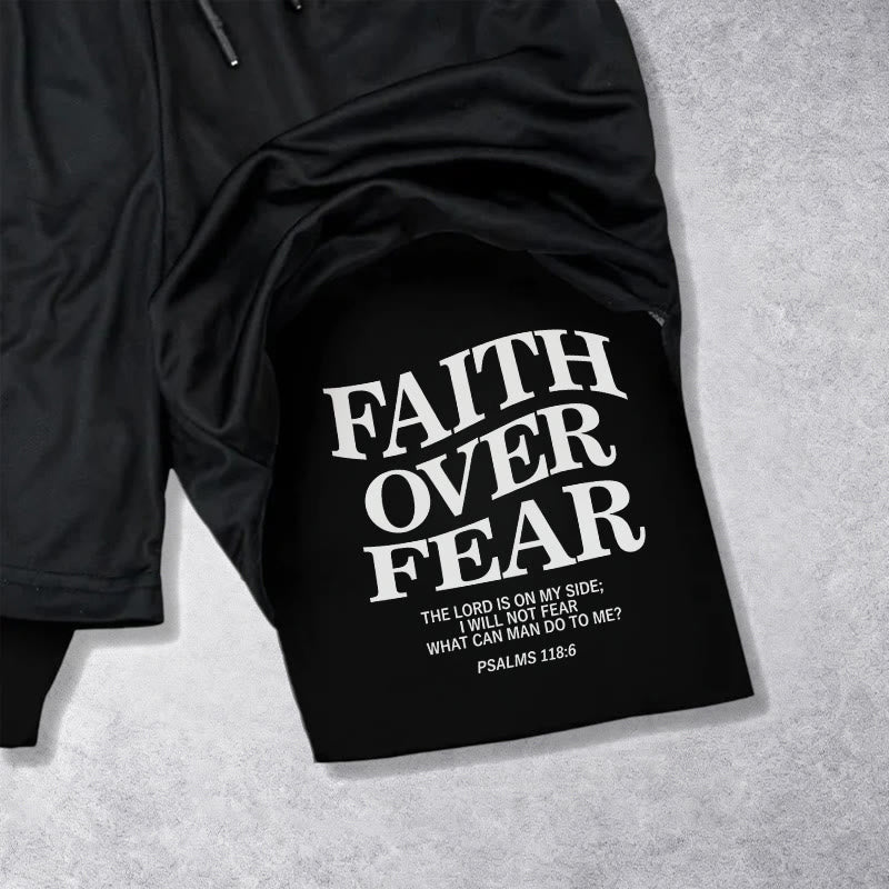 Christianartworkshop Faith Over Fear Matching Dual Print Psalm 118:6 Verse Drawstring Faith Shorts - image 12