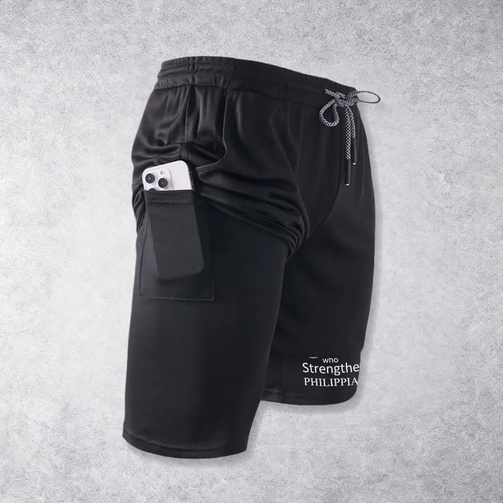 Christianartworkshop Timeless I Can Do All Things Through Christ Full Verse Dual Layer Drawstring Faith Sports Shorts - image 13