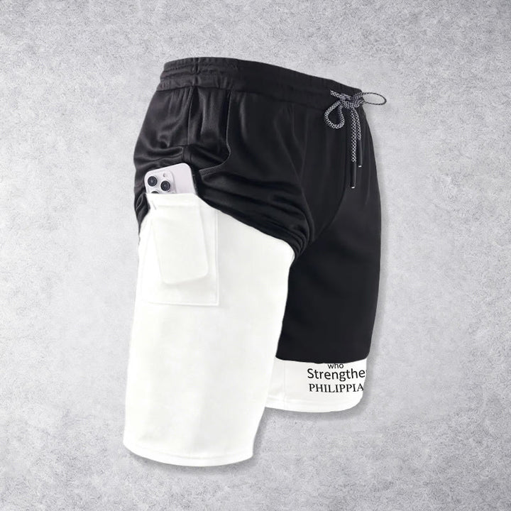 Christianartworkshop Timeless I Can Do All Things Through Christ Full Verse Dual Layer Drawstring Faith Sports Shorts - image 4