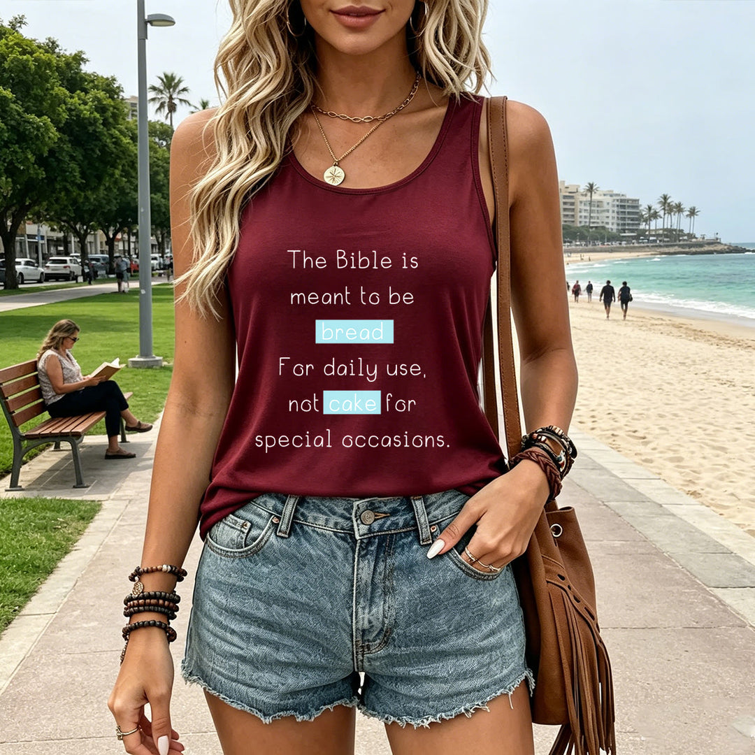 Christianartworkshop Matthew 4:4 Highlighted Bread Cake Biblical Daily Faith Quote Racerback Tank Top - image 25