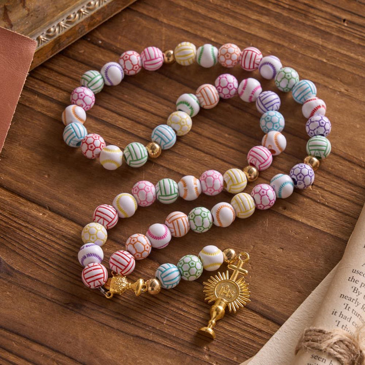 FREE Today: Sport Ball Themed Matte Bead with IHS Monstrance & Holy Grail Prayer Rosary - Ball-Themed Rosary - image 0