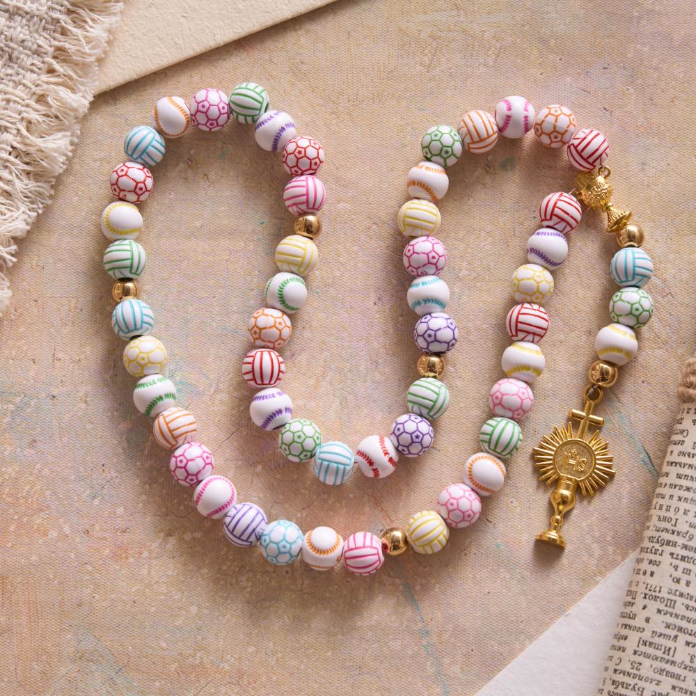 FREE Today: Sport Ball Themed Matte Bead with IHS Monstrance & Holy Grail Prayer Rosary - image 3