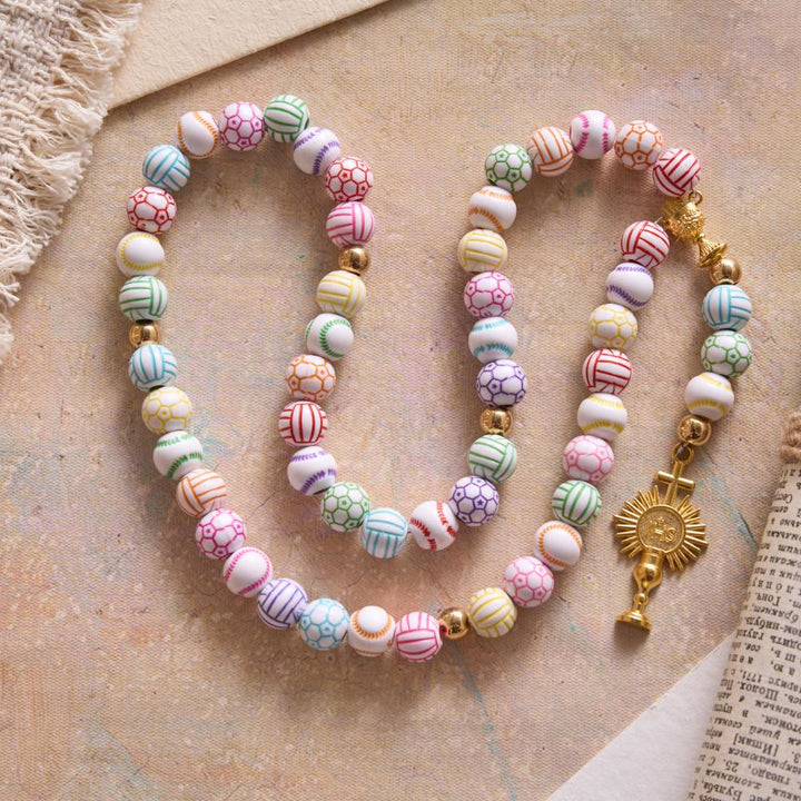 FREE Today: Sport Ball Themed Matte Bead with IHS Monstrance & Holy Grail Prayer Rosary - image 3
