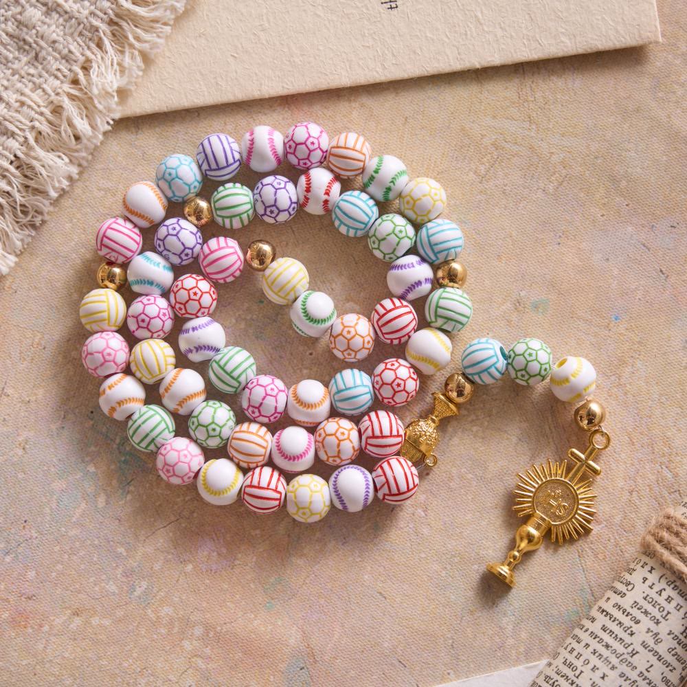 FREE Today: Sport Ball Themed Matte Bead with IHS Monstrance & Holy Grail Prayer Rosary - image 2