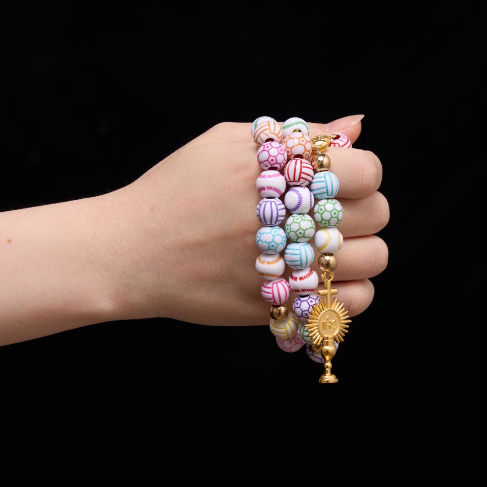 FREE Today: Sport Ball Themed Matte Bead with IHS Monstrance & Holy Grail Prayer Rosary - image 1