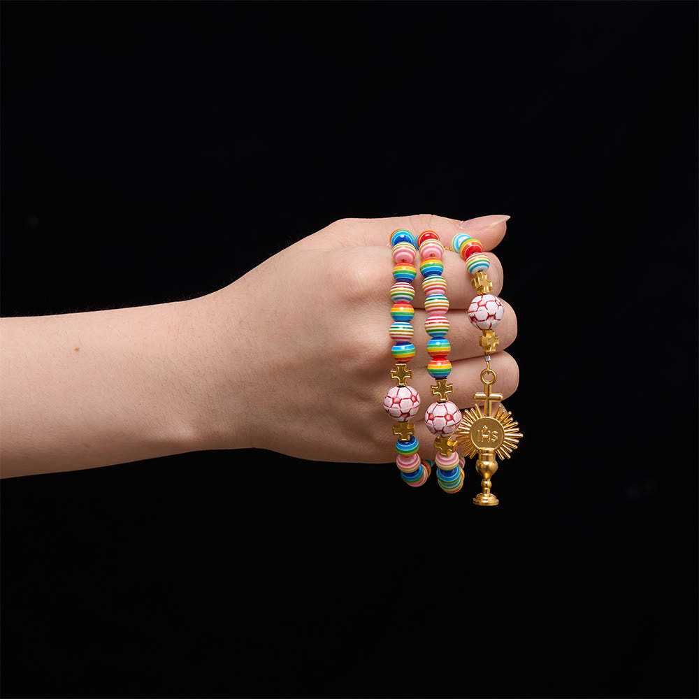 FREE Today: Rainbow Soccer Bead with Holy Grail & Monstrance Prayer Rosary - image 1