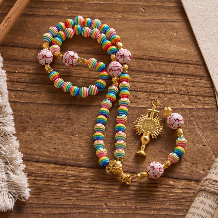 FREE Today: Rainbow Soccer Bead with Holy Grail & Monstrance Prayer Rosary - image 4