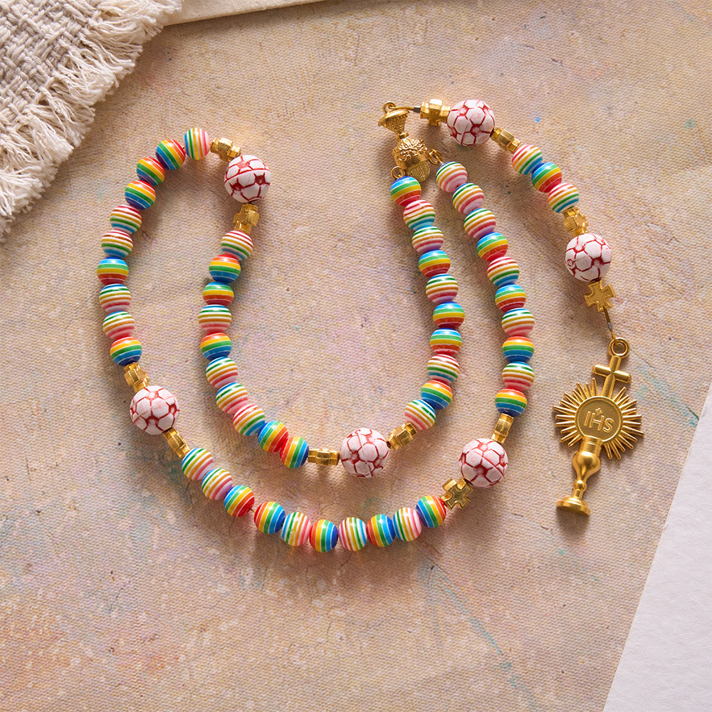 FREE Today: Rainbow Soccer Bead with Holy Grail & Monstrance Prayer Rosary - image 2