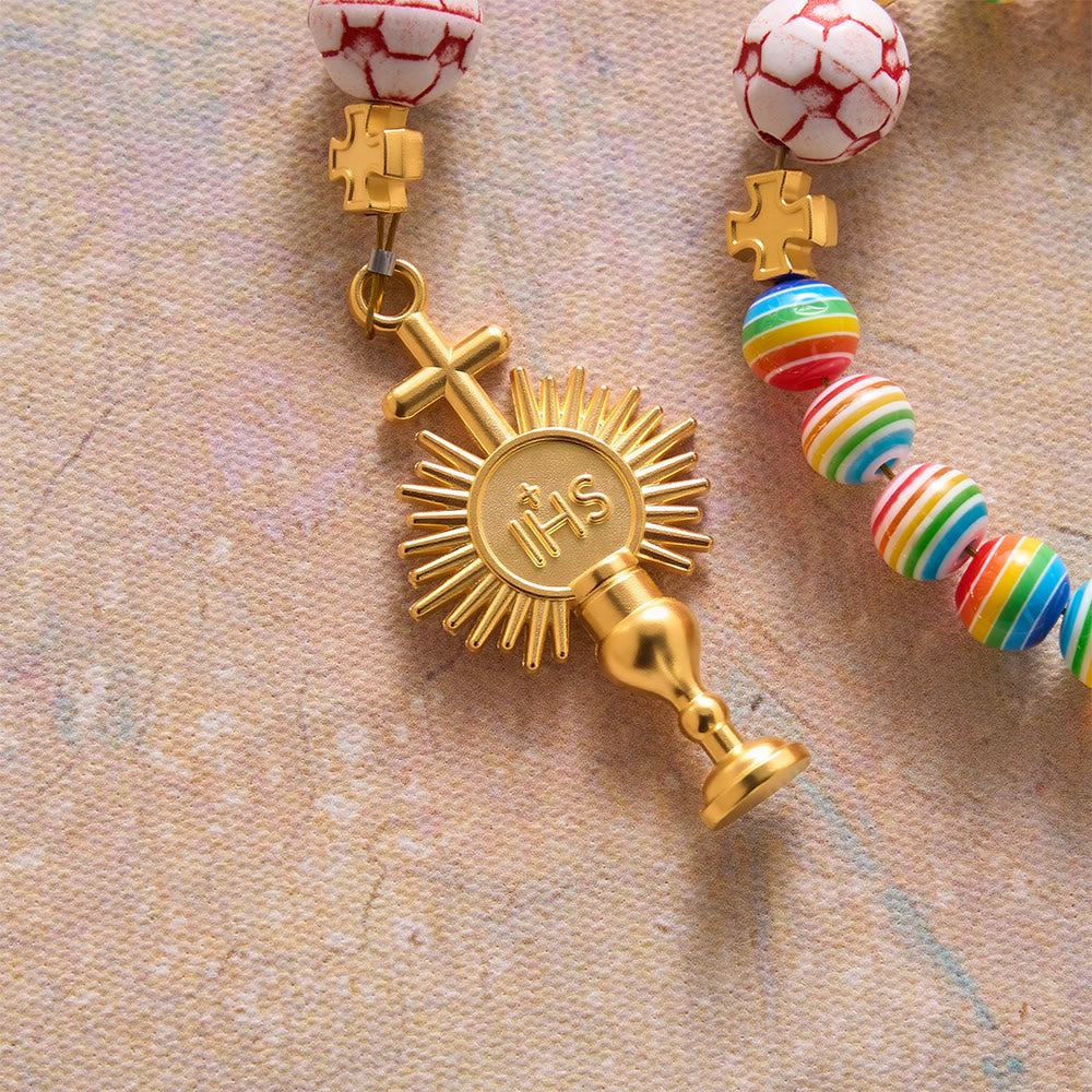 FREE Today: Rainbow Soccer Bead with Holy Grail & Monstrance Prayer Rosary - image 7