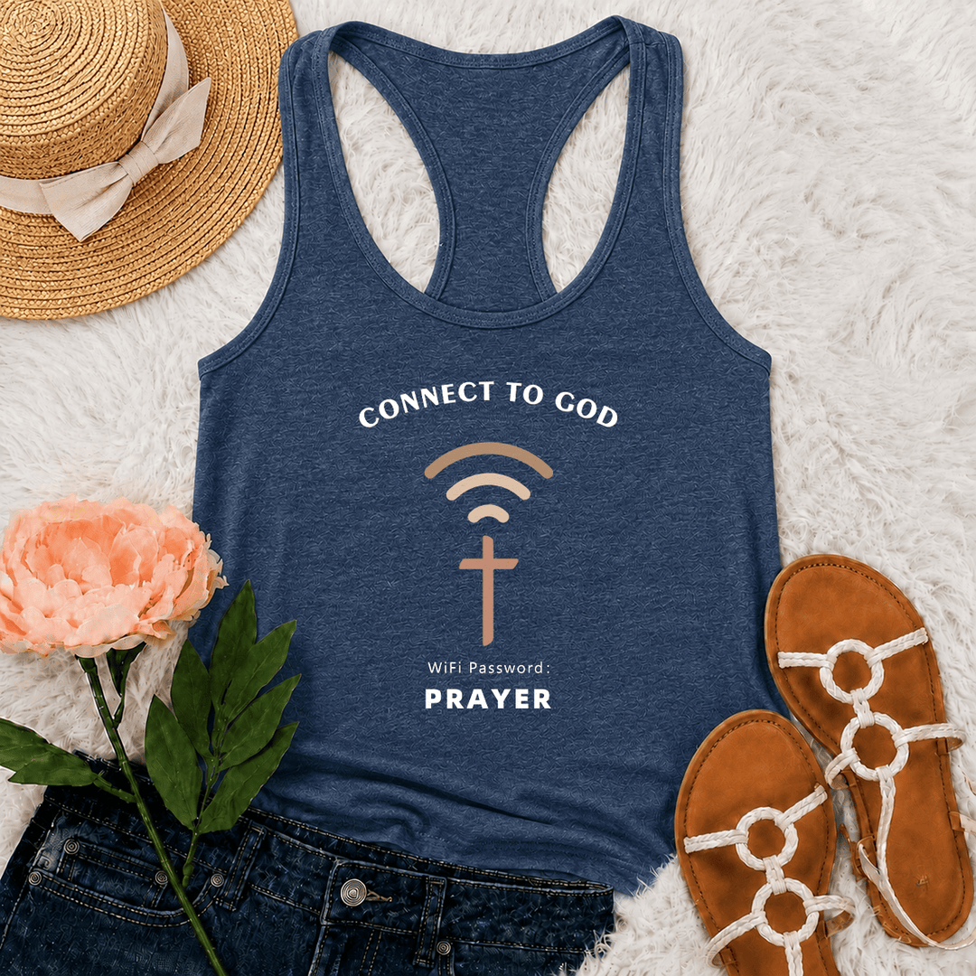 Christianartworkshop Connect To God Wifi Signal Cross Graphic WiFi Password Prayer Casual Inspirational Racerback Tank Top - Navy Blue - 2XL - image 21