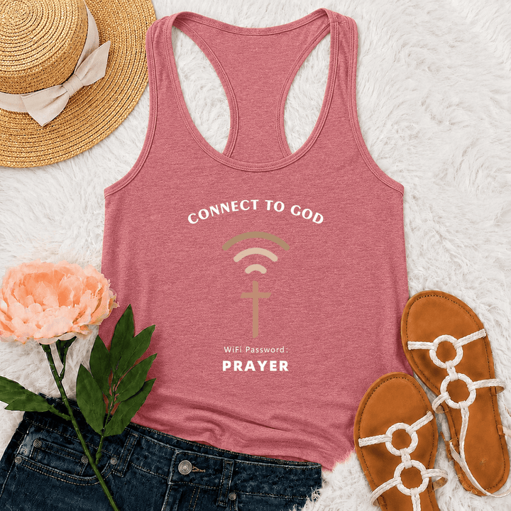 Christianartworkshop Connect To God Wifi Signal Cross Graphic WiFi Password Prayer Casual Inspirational Racerback Tank Top - Pink - 2XL - image 27