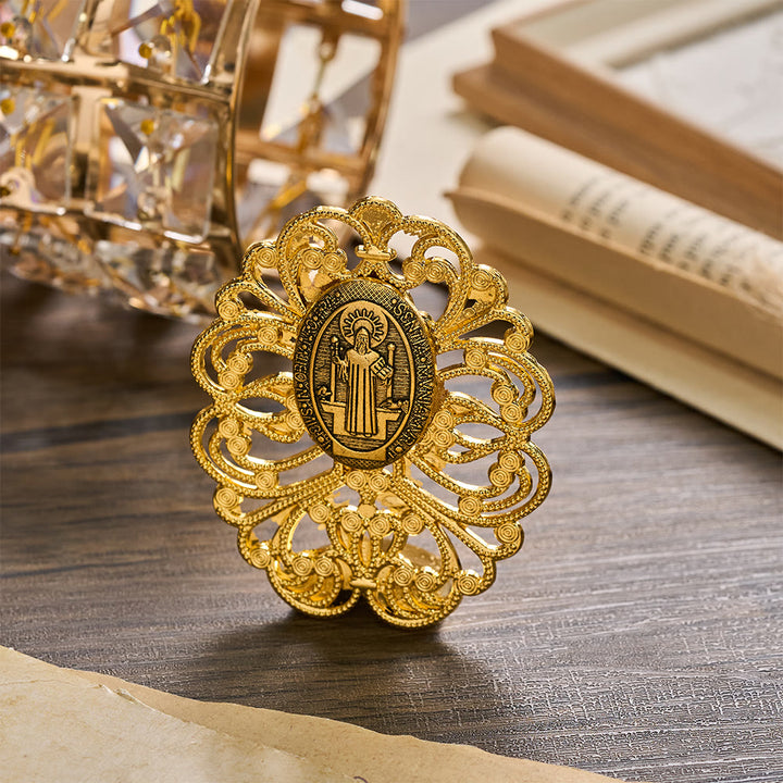 Christianartworkshop Filigree Frame Assorted Holy Portrait Desktop Ornament: A Daily Symbol of Gentle Heavenly Mercy - St. Benedict - image 1