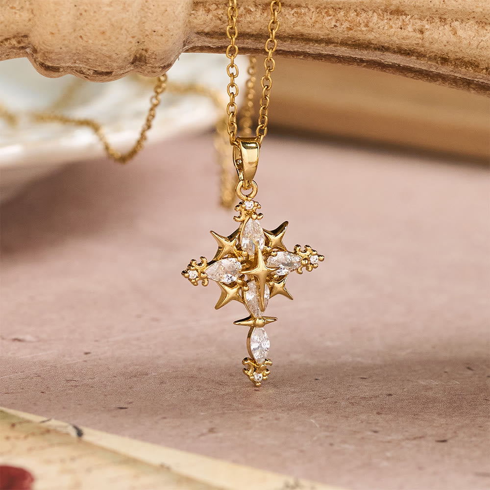 FREE Today: Star Accent Marquise Crystal Sacred Cross Pendant Necklace: Timeless Emblem of Radiant Heavenly Faith - image 2