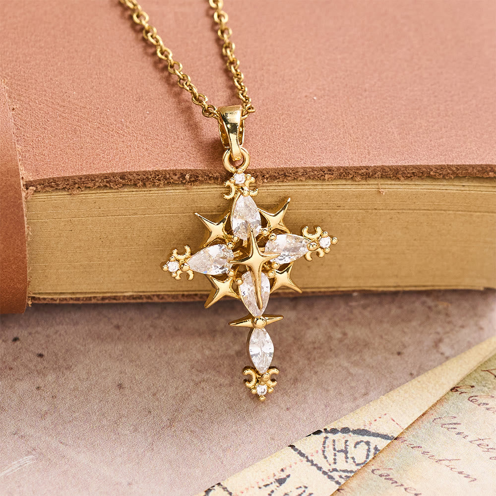 FREE Today: Star Accent Marquise Crystal Sacred Cross Pendant Necklace: Timeless Emblem of Radiant Heavenly Faith - image 3