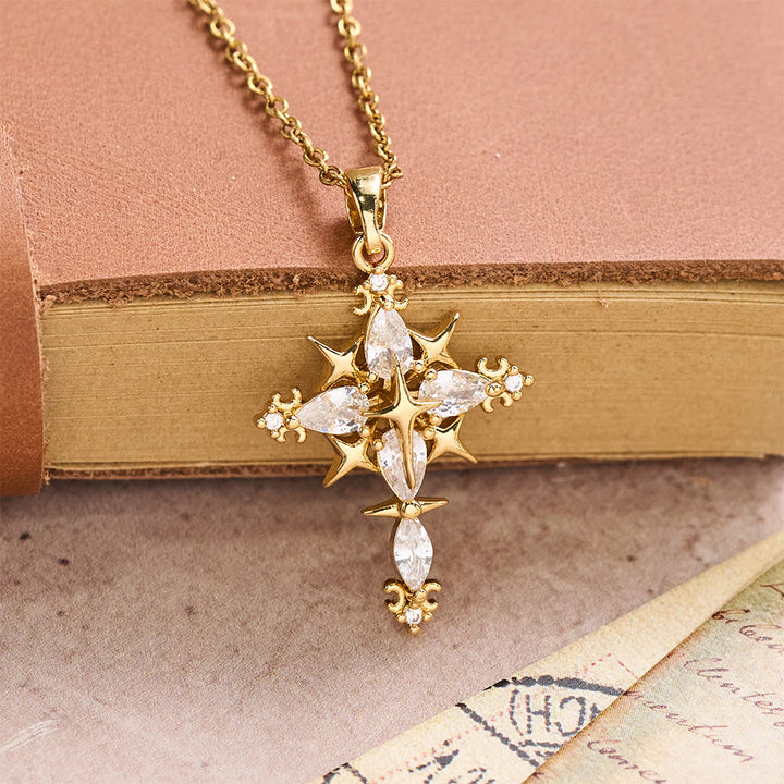 FREE Today: Star Accent Marquise Crystal Sacred Cross Pendant Necklace: Timeless Emblem of Radiant Heavenly Faith - image 3