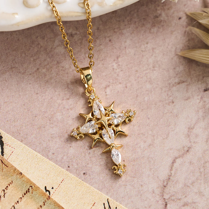 FREE Today: Star Accent Marquise Crystal Sacred Cross Pendant Necklace: Timeless Emblem of Radiant Heavenly Faith - image 1