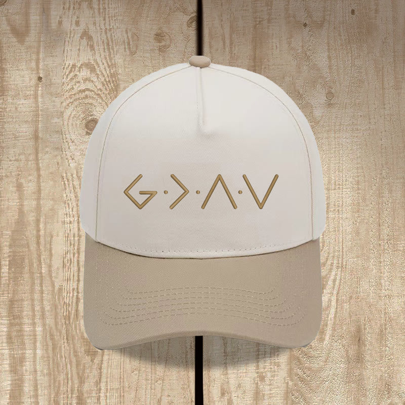 Christianartworkshop Thin Line Geometric Letter Symbol Front Embroidery Baseball Cap - Khaki - image 5