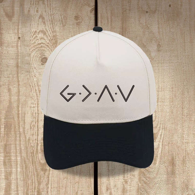 Christianartworkshop Thin Line Geometric Letter Symbol Front Embroidery Baseball Cap - Black - image 1