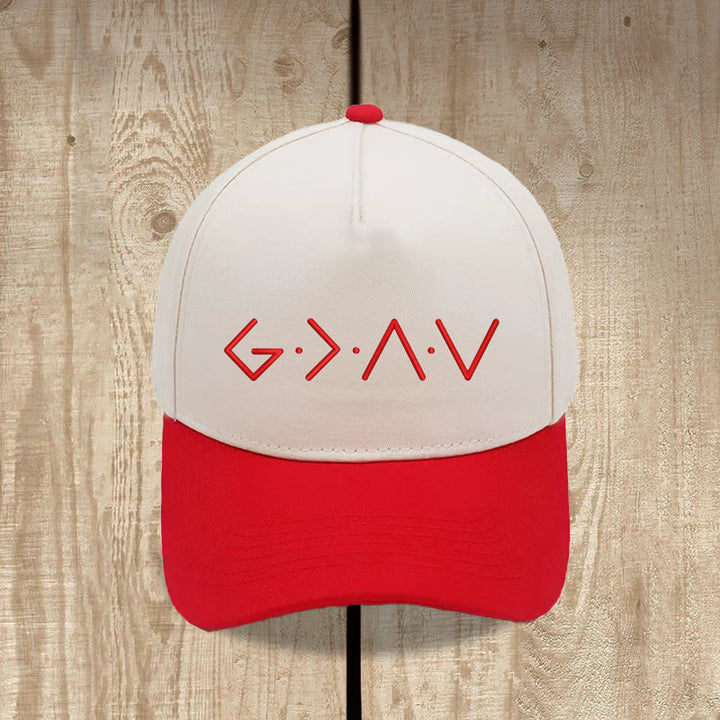 Christianartworkshop Thin Line Geometric Letter Symbol Front Embroidery Baseball Cap - Red - image 3