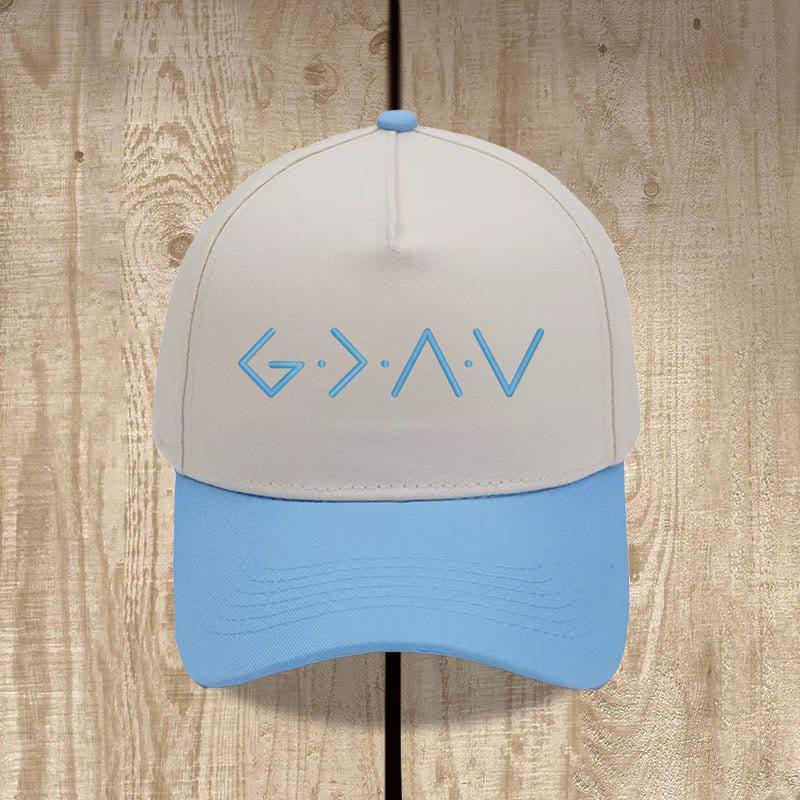 Christianartworkshop Thin Line Geometric Letter Symbol Front Embroidery Baseball Cap - Sky Blue - image 13
