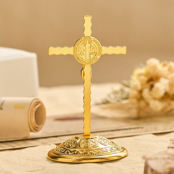 Christianartworkshop St. Benedict INRI Crucifix Desktop Ornament: A Daily Symbol of Sacred Protection and Redemption - image 3