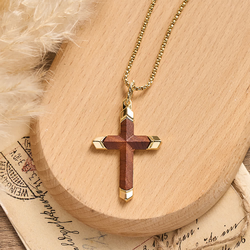 FREE Today: Multicolor Stainless Steel Inlaid Solid Wood Cross Pendant Box Chain Necklace - image 14