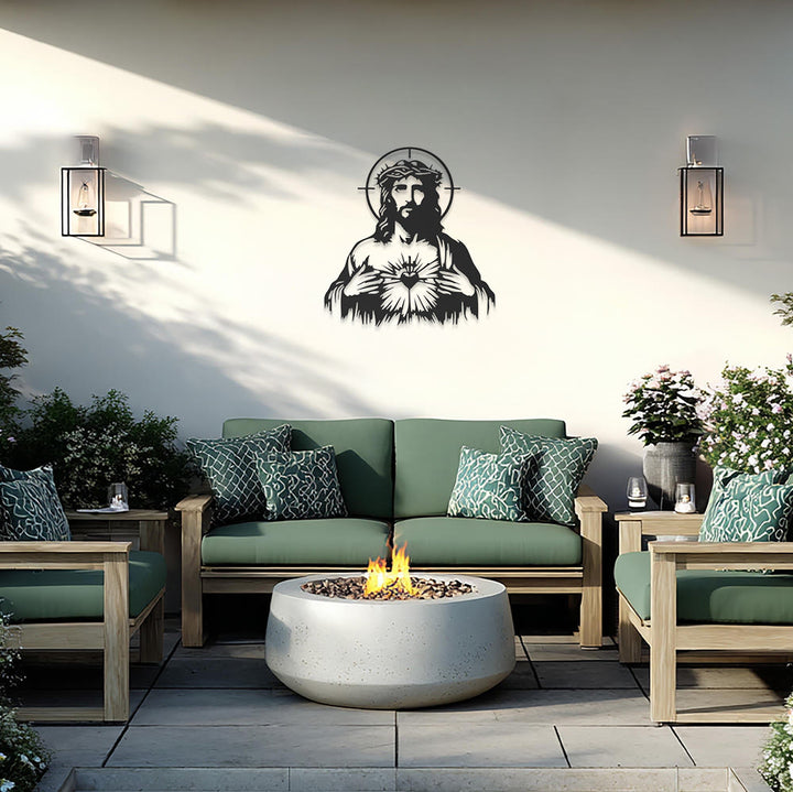 Christianartworkshop Sacred Heart Jesus Crown of Thorns Halo Silhouette Metal Wall Decor: Timeless Emblem of Boundless Divine Compassion - image 2
