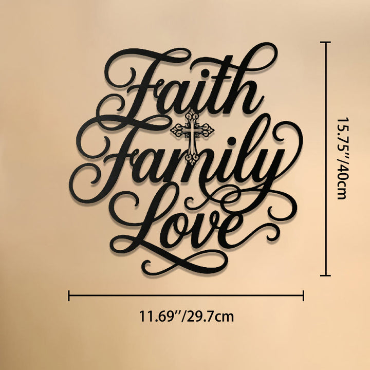 Christianartworkshop Faith Family Love Script Cross Accent Metal Wall Decor: Timeless Emblem of Sacred Household Blessing - 11.69''*15.75''*0.04''/29.7cm*40cm*0.1cm - image 8