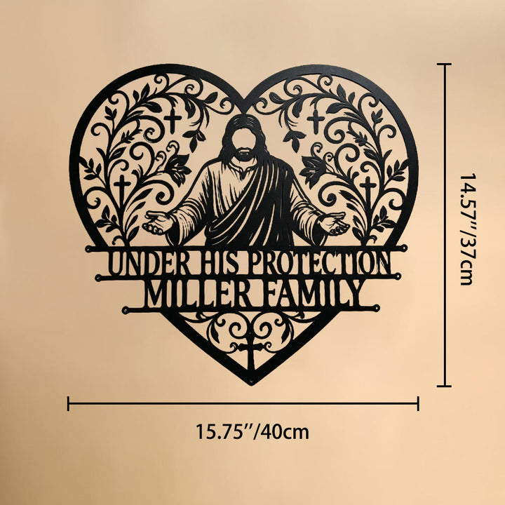 Christianartworkshop Floral Vine Heart Open-Arm Jesus Cross Metal Wall Decor: Timeless Emblem of Sacred Family Shelter - 14.51''*15.75''*0.04''/40cm*37cm*0.1cm - image 12