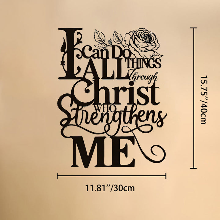 Christianartworkshop Rose Floral Philippians 4:13 Verse Script Metal Wall Decor: Timeless Emblem of Inner Spiritual Strength - image 6
