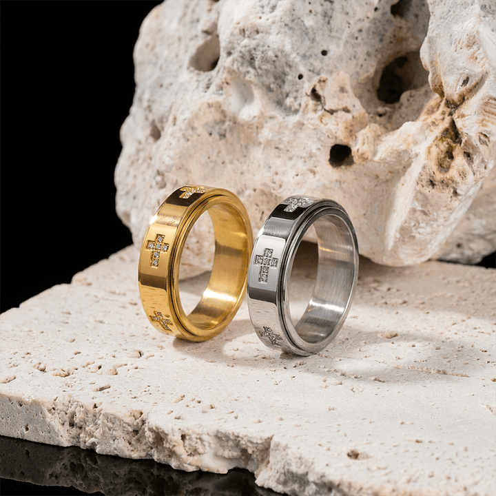 FREE Today: Dual-Layer Rotatable Cross Accent Anxiety Relief Ring: Timeless Emblem of Abiding Heavenly Shelter - image 1