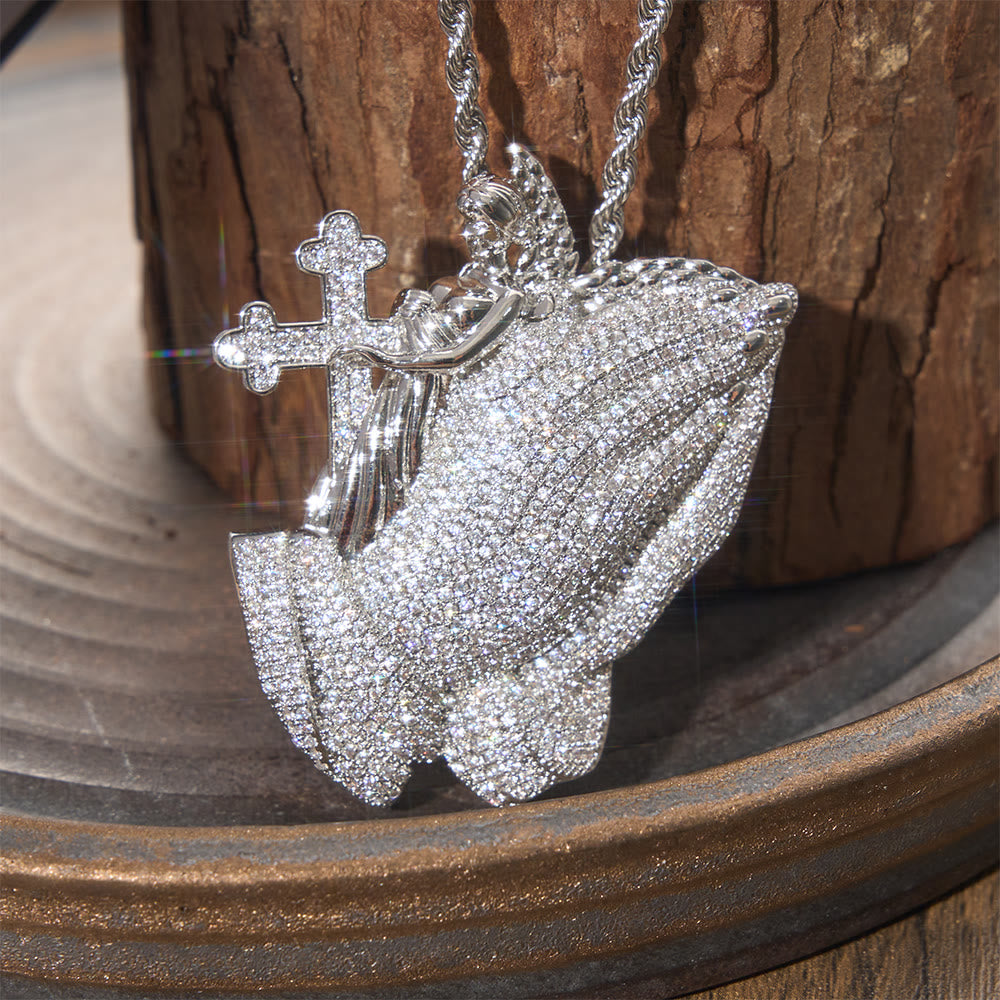 Christianartworkshop Full Pave Holy Figure Cross Pendant Necklace: Timeless Emblem of Gentle Sacrificial Love - Silver - image 3