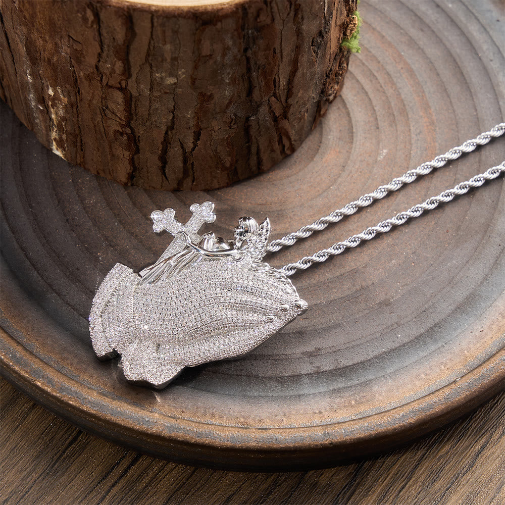 Christianartworkshop Full Pave Holy Figure Cross Pendant Necklace: Timeless Emblem of Gentle Sacrificial Love - image 4