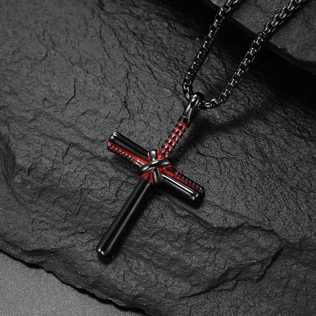 Christianartworkshop Minimal Wrapped Cross Pendant Necklace: Timeless Emblem of Gentle Heavenly Peace - Black - image 0