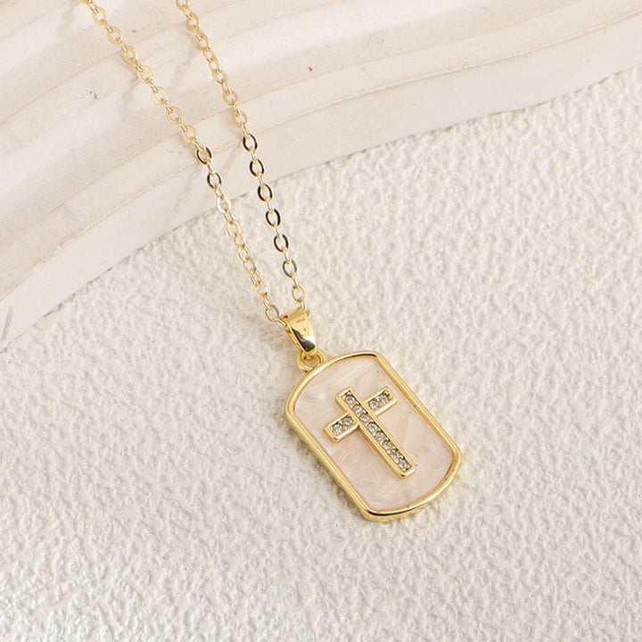 Christianartworkshop Minimal Multi-Style Cross Pendant Necklace: Timeless Emblem of Quiet Daily Prayer Blessing - Cross & Tag - image 7