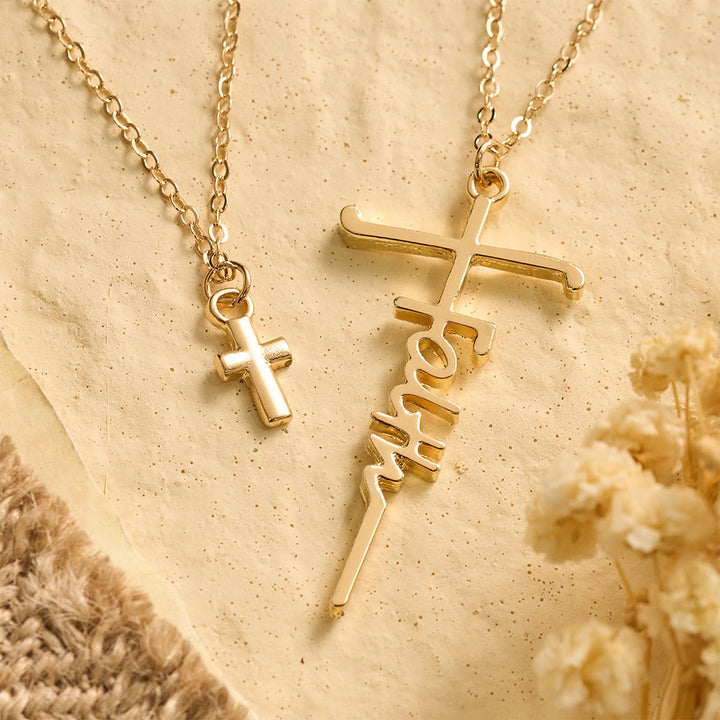 Christianartworkshop Dual-Chain Stacked Faith Cross Necklace: Timeless Emblem of Sincere Devout Prayer - image 3