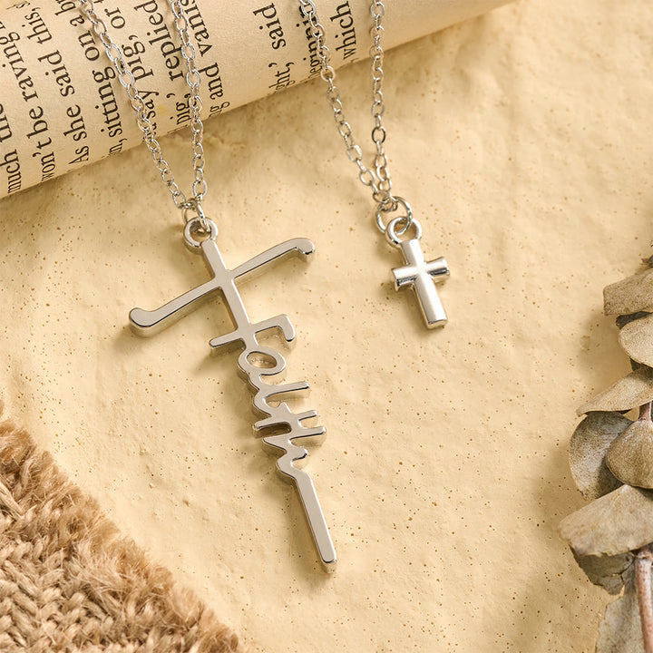 Christianartworkshop Dual-Chain Stacked Faith Cross Necklace: Timeless Emblem of Sincere Devout Prayer - image 6