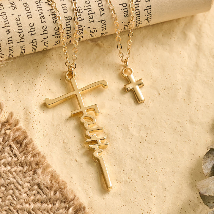 Christianartworkshop Dual-Chain Stacked Faith Cross Necklace: Timeless Emblem of Sincere Devout Prayer - image 2