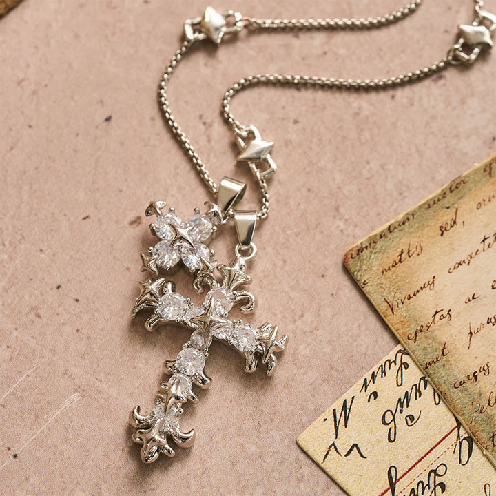 FREE Today: Star Accent Stone Inlaid Double Cross Layered Necklace: Timeless Emblem of Sincere Devout Prayer - image 5