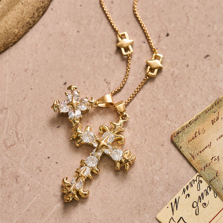 FREE Today: Star Accent Stone Inlaid Double Cross Layered Necklace: Timeless Emblem of Sincere Devout Prayer - image 2