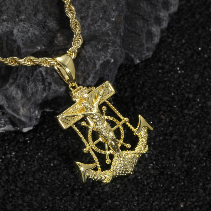 Christianartworkshop Integrated Ship Wheel Crucifix Anchor Pendant: Timeless Emblem of Steadfast Spiritual Trust - image 2