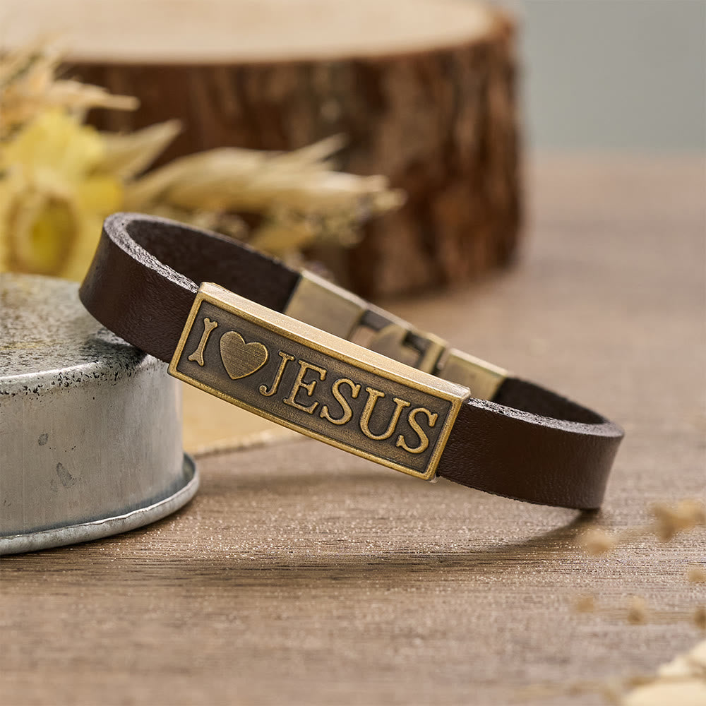 Christianartworkshop Classic Devotion Heart Jesus Letter Wrist Bracelet: Personalized Emblem of Abiding Divine Tenderness - Jesus - image 0