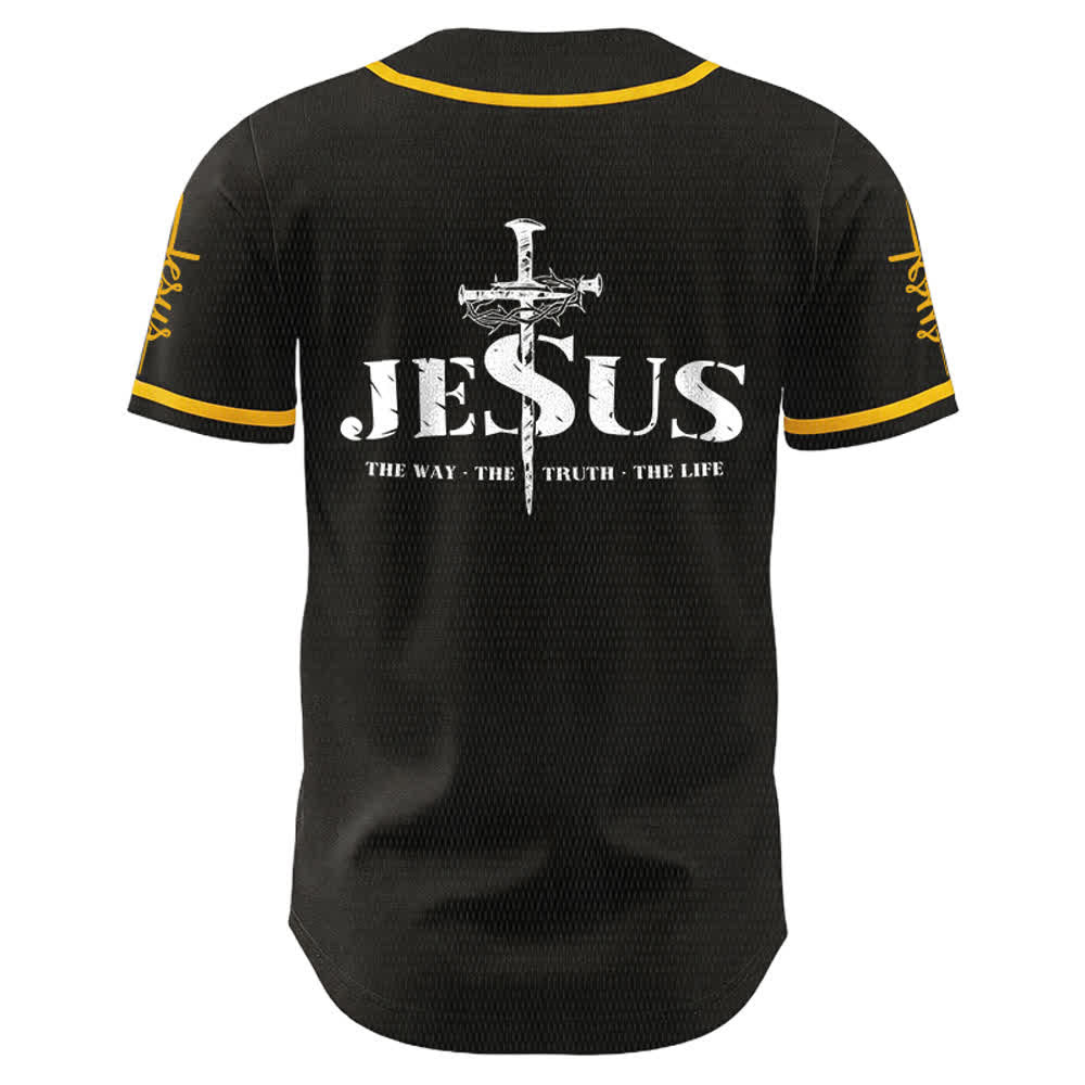 Christianartworkshop Jesus Cross Nail and Crown of Thorns Baseball Jersey - image 3