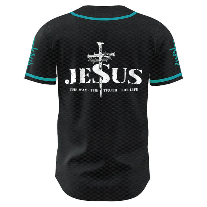 Christianartworkshop Jesus Cross Nail and Crown of Thorns Baseball Jersey - image 15