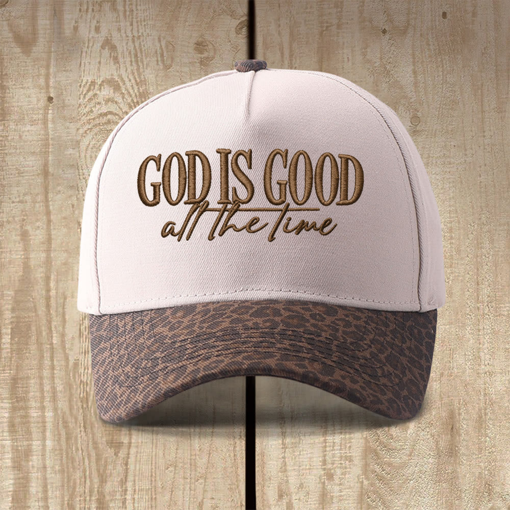 Christianartworkshop God Is Good All The Time Embroidered Casual Faith Baseball Cap - Ditsy Leopard - image 8