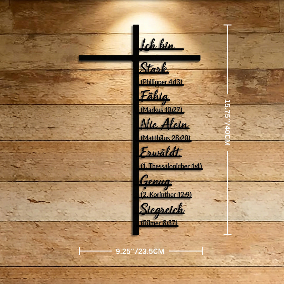 Christianartworkshop Vertical Cross German Identity Bible Verse Metal Wall Decor: Timeless Emblem of Sacred Redemptive Grace - 9.25''*15.75''*0.04''/23.5cm*40cm*0.1cm - image 5