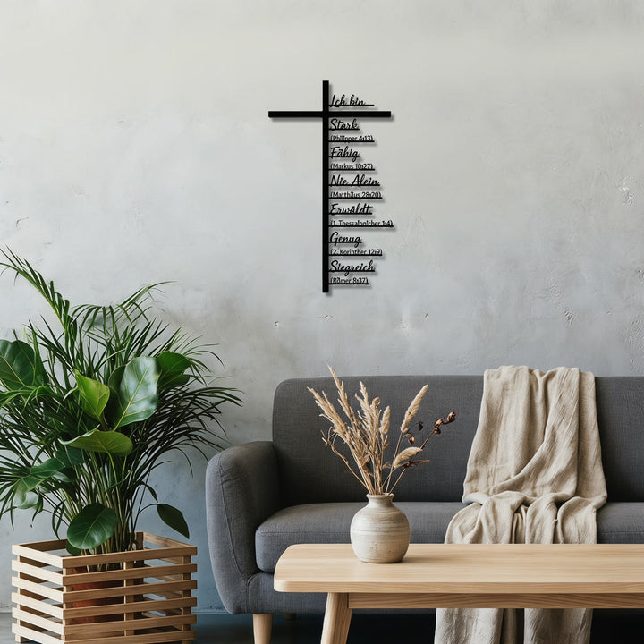Christianartworkshop Vertical Cross German Identity Bible Verse Metal Wall Decor: Timeless Emblem of Sacred Redemptive Grace - image 3