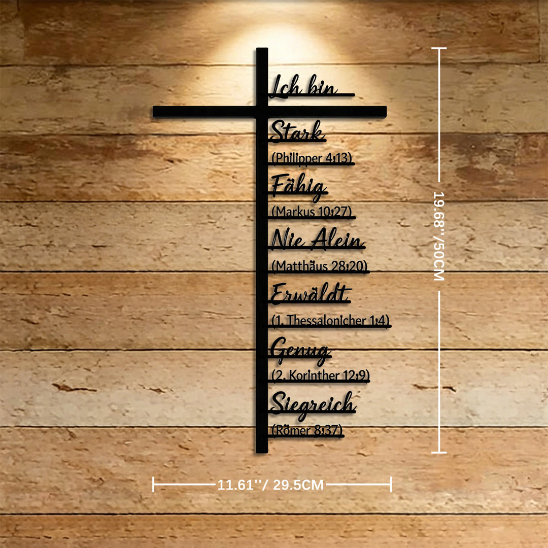 Christianartworkshop Vertical Cross German Identity Bible Verse Metal Wall Decor: Timeless Emblem of Sacred Redemptive Grace - 11.61''*19.69''*0.05''/29.5cm*50cm*0.12cm - image 6