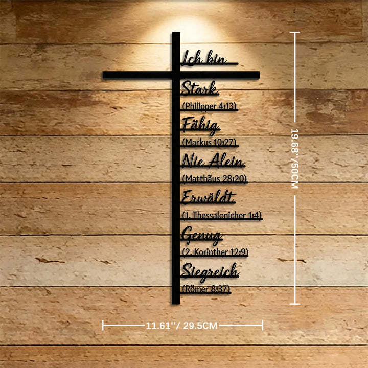 Christianartworkshop Vertical Cross German Identity Bible Verse Metal Wall Decor: Timeless Emblem of Sacred Redemptive Grace - 11.61''*19.69''*0.05''/29.5cm*50cm*0.12cm - image 6